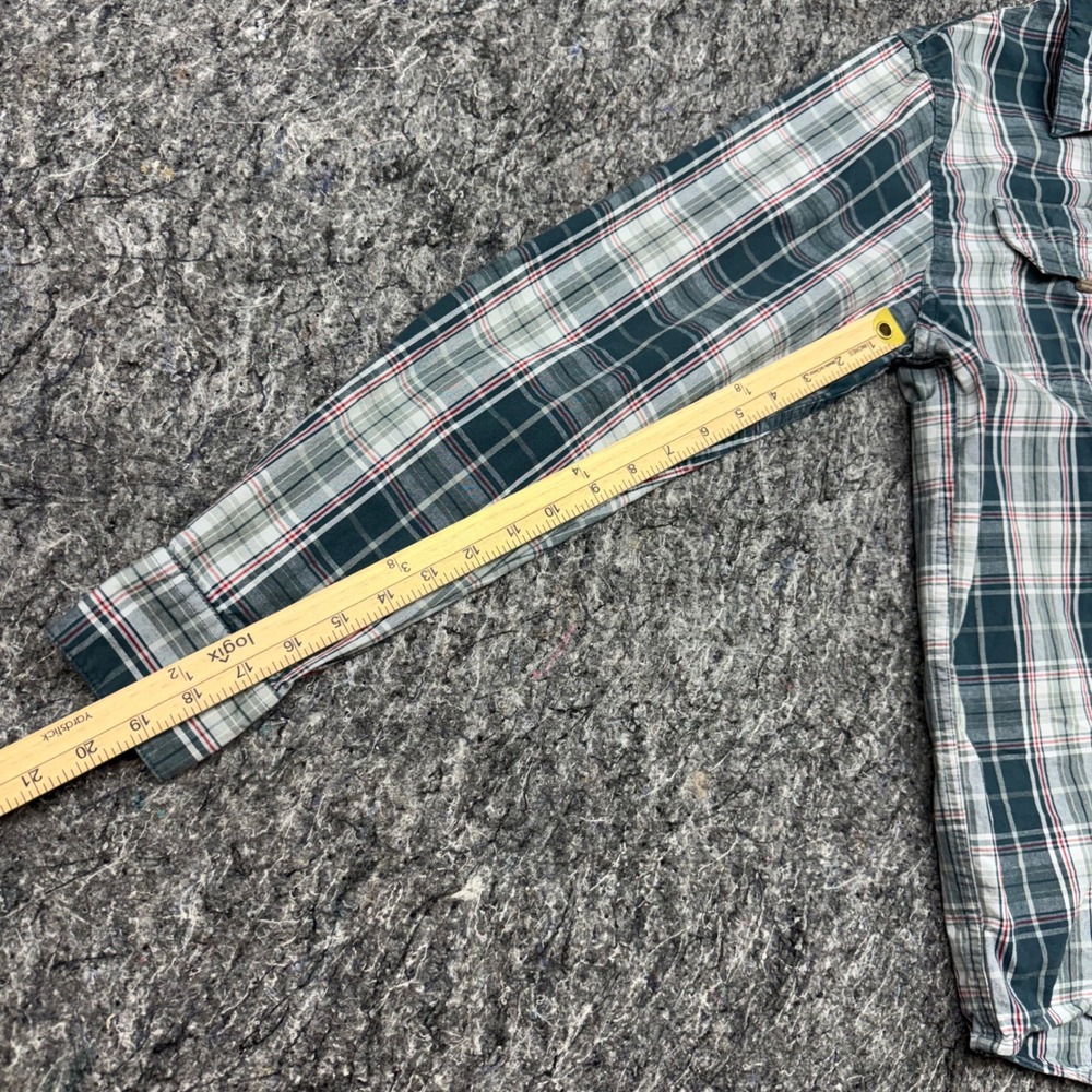 Wrangler Premium Quality Mens Plaid Button‎ Down Shirt Green White Red Size M - Picture 4 of 10